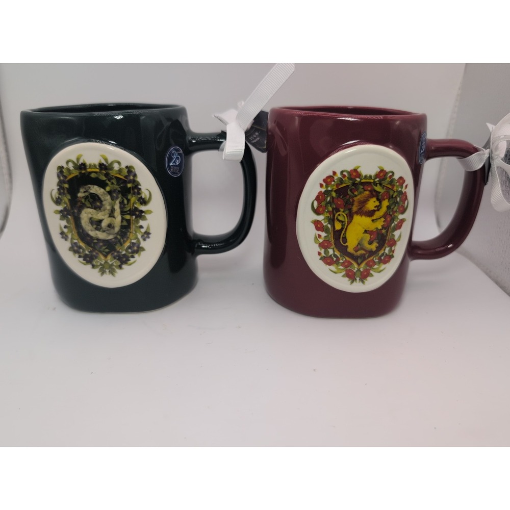 Rae Dunn Harry Potter Mugs Set Of 2 Gryffindor & Slytherin New Release 25th Ann.